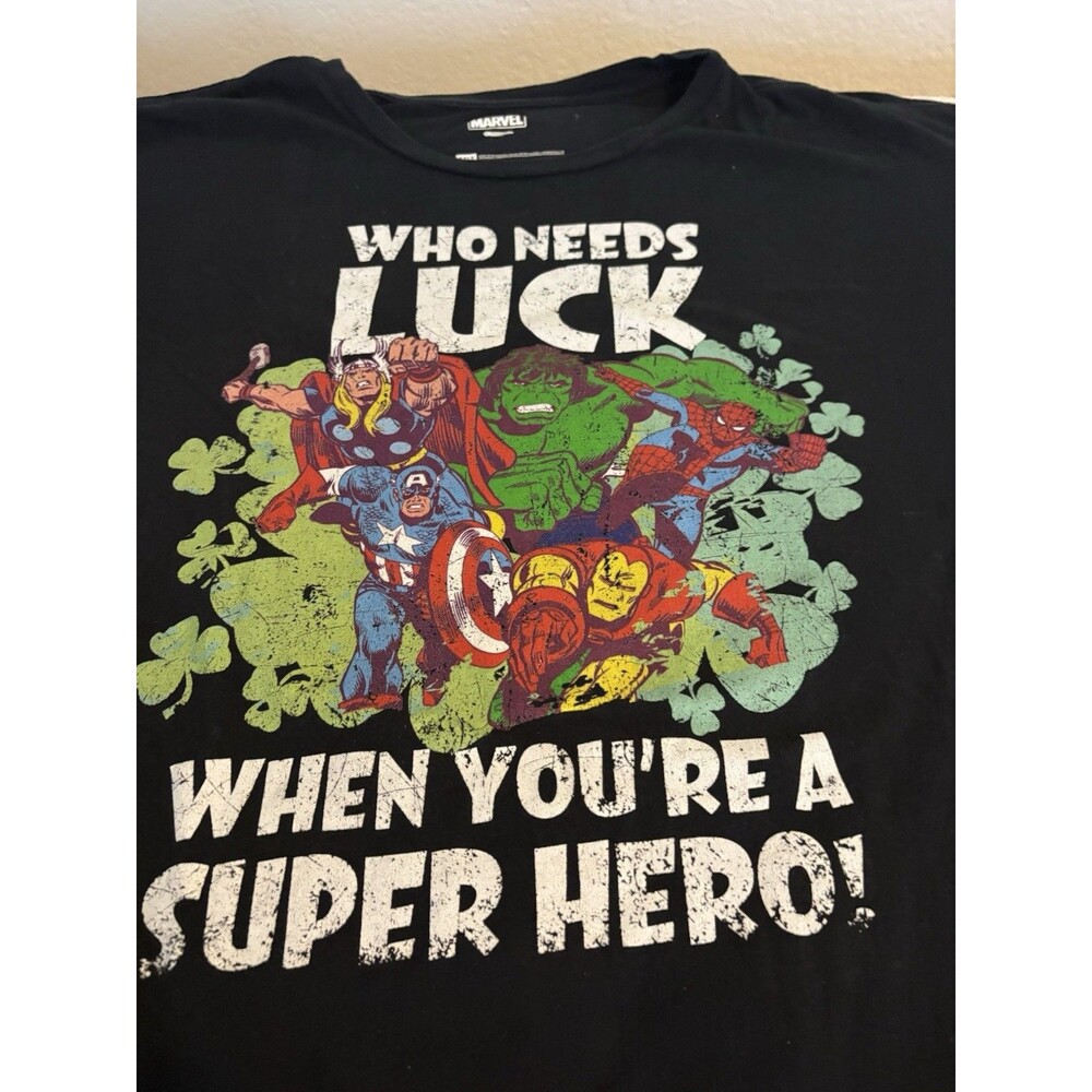 Marvel Comics Who Needs Luck When You’re A Super Hero! Tshirt Size 6XLT